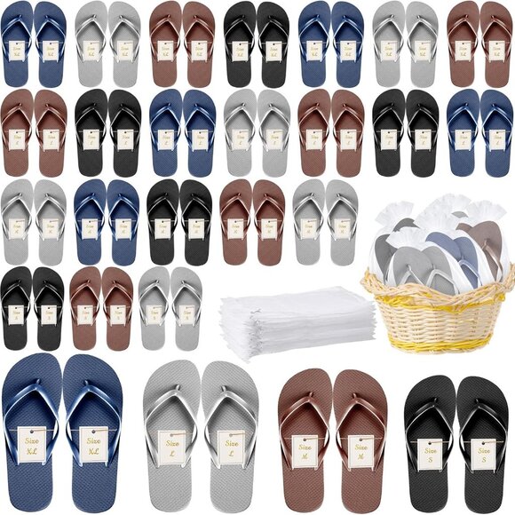 Bulk Women Men Kids Flip Flops Wedding Pool Beach Party Gift Pack 24 Pairs - Picture 1 of 6